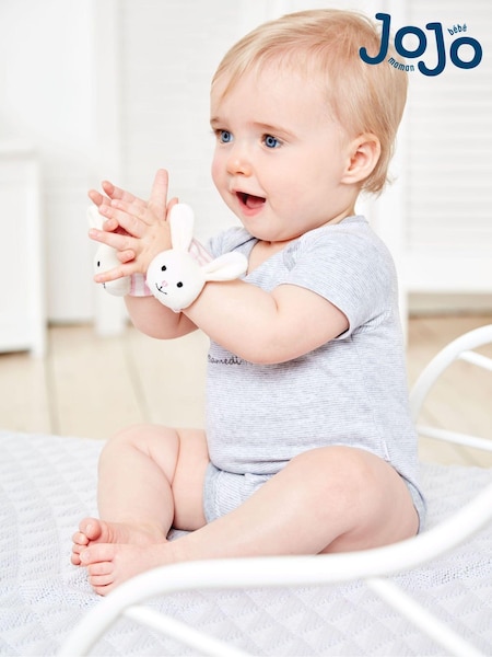 JoJo Maman Bébé Bunny Wrist Soft Rattles (D51885) | £12