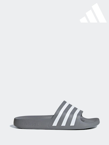 adidas Grey Sportswear Adilette Aqua Slides (D52502) | £20