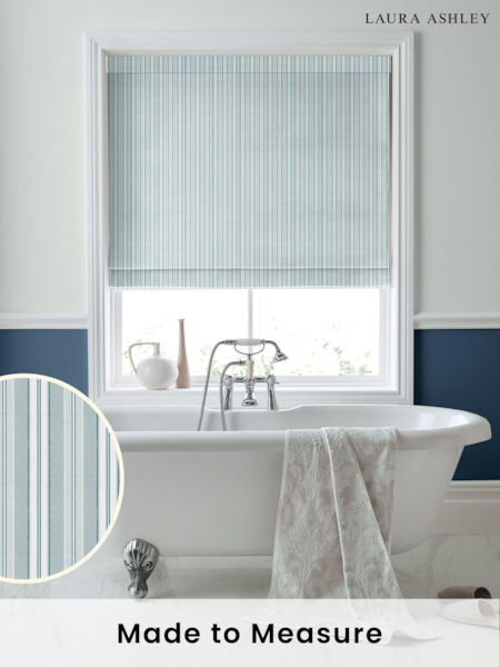 Laura Ashley Green 100% Cotton Suffolk Stripe Made to Measure Roman Blinds (D54085) | £84