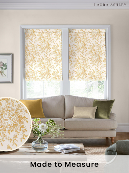 Laura Ashley Yellow 100% Cotton Picardie Made to Measure Roman Blinds (D54086) | £84