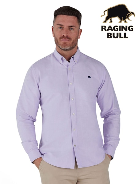 Raging Bull Purple Classic Long Sleeve 100% Cotton Oxford Shirt (D55176) | £59 - £69