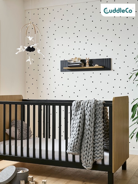 Cuddleco Black Rafi Cot Bed in Oak and White (D56217) | £399