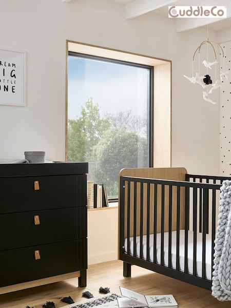 Cuddleco Rafi Oak and Black 2 Piece Nursery Furniture Set (D56229) | £780
