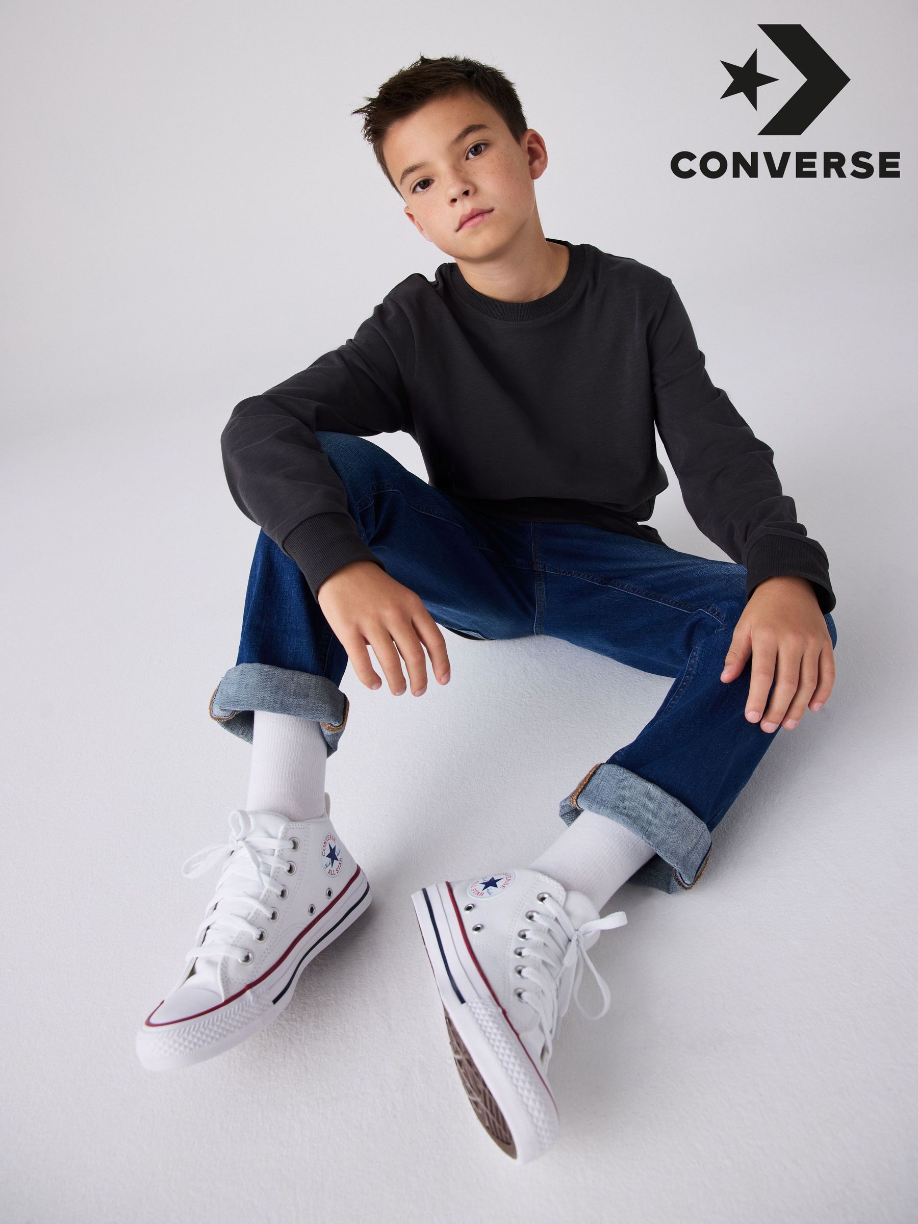 White high top converse boys on sale