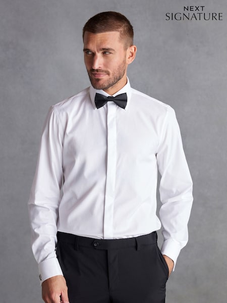 White Signature Occasion 100% Cotton Shirt And Black Bow Tie Pack (D57449) | £52