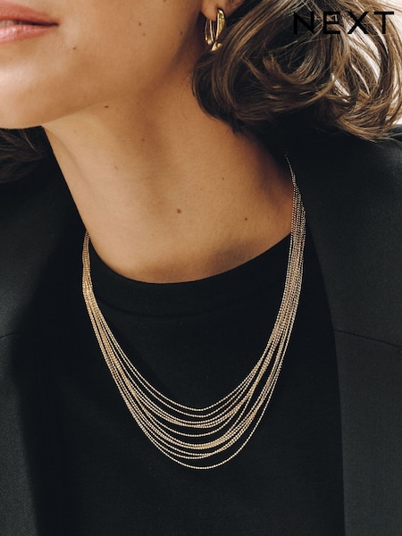 Gold Tone - Layered Beaded Necklace