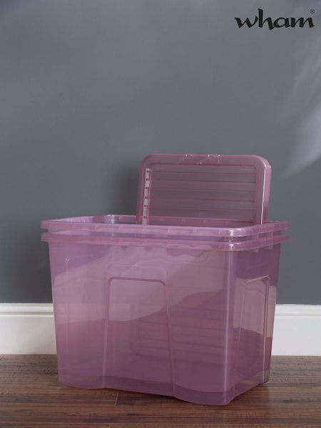 Wham Pink Set 2 Crystal 80L Box With Clip On Lid (D58623) | £52