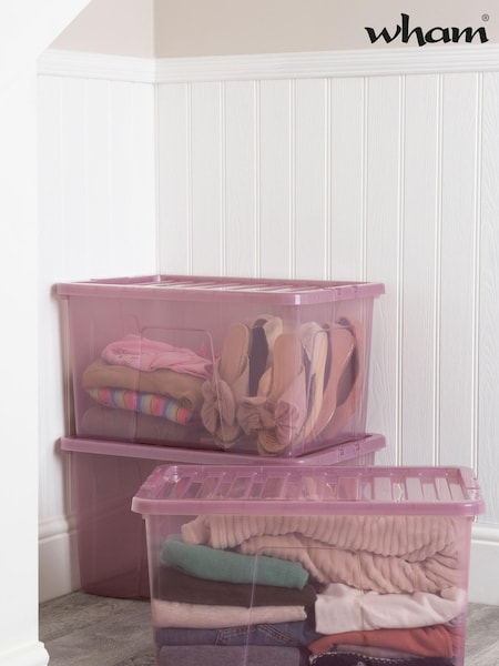 Wham Pink Set 3 Crystal 60L Box With Clip On Lid (D58625) | £64