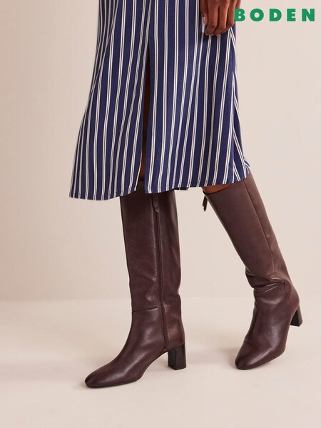Boden Dark Brown Erica Knee High Leather Boots (D59294) | £230