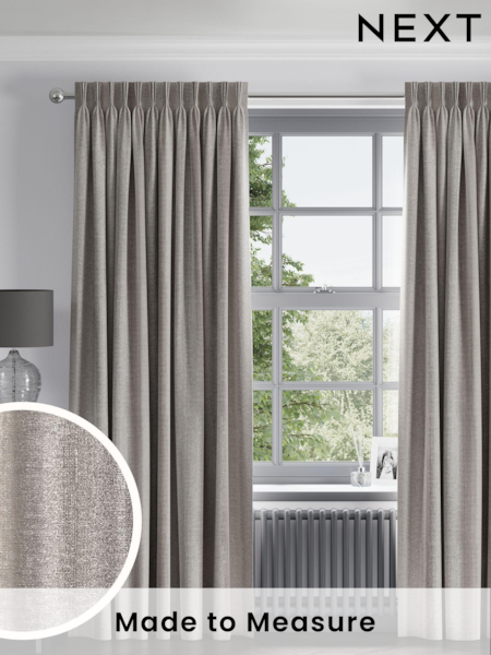 Silver Grey Metallic Stripe Made To Measure Curtains (D59773) | £100