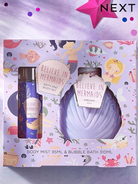 Kids Mermaid Body Mist and Bubble Bath Gift Set (D59832) | £12