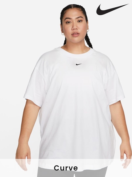Nike White Curve Sportswear Essential T-Shirt (D60115) | £38