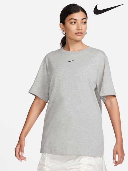 Nike Dark Grey Heather Oversized Mini Swoosh Sportswear T-Shirt (D60134) | £33