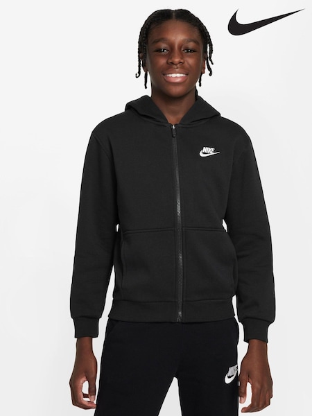 Nike Black Medium Club Fleece Zip-Up Hoodie (D60236) | £45