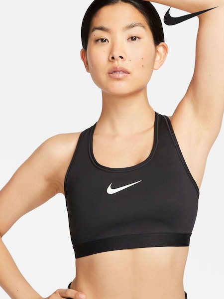 Nike Black Swoosh High Support Non-Padded Adjustable Sports Bra (D60631) | £50