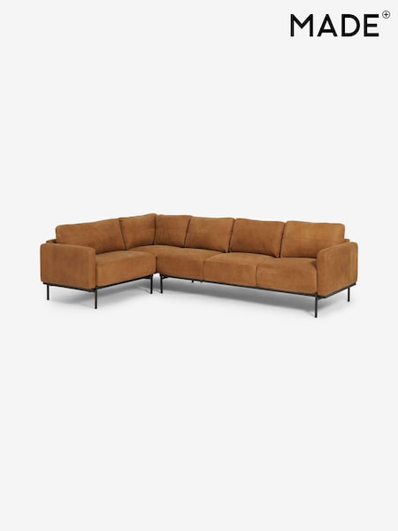 MADE.COM Tan Jarrod Leather Left Hand Facing Corner Sofa (D60712) | £2,899