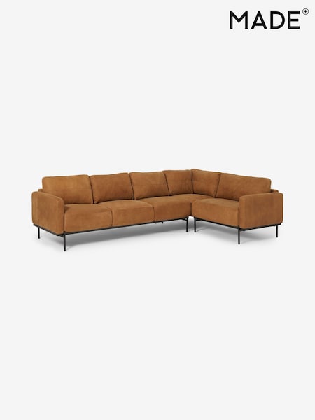MADE.COM Tan Jarrod Leather Right Hand Facing Corner Sofa (D60720) | £2,899
