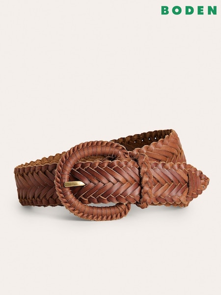 Boden Brown Woven Leather Belt (D60883) | £75