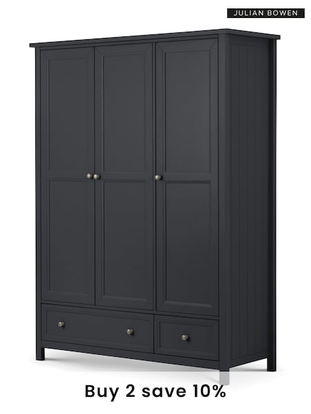 Julian Bowen Anthracite Maine Triple, 2 Drawers Wardrobe (D61042) | £745
