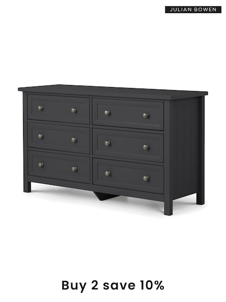 Julian Bowen Anthracite Maine 6 Drawer Chest of Drawers (D61044) | £430