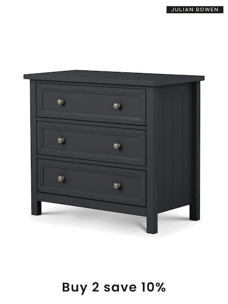 Julian Bowen Anthracite Maine 3 Drawer Chest of Drawers (D61047) | £300