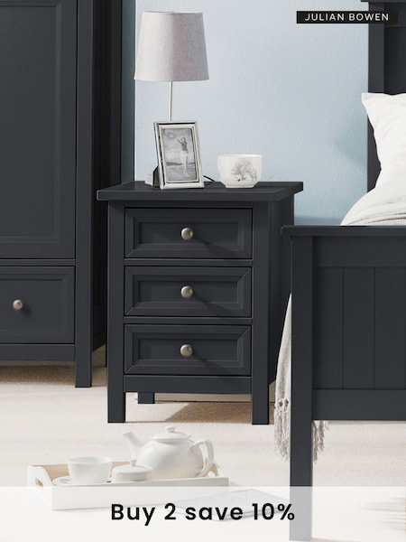 Julian Bowen Anthracite Maine 3 Drawer Bedside Table (D61048) | £190