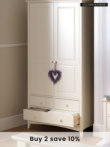 Julian Bowen Stone White Cameo Double, 3 drawers Wardrobe (D61055) | £550