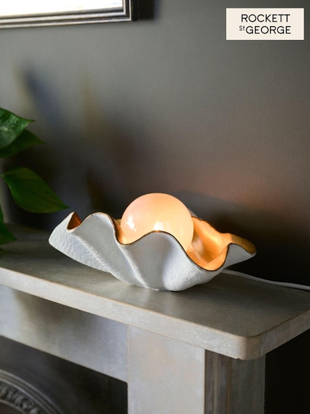 Rockett St George White/Gold Clam Pearl Shell Table Light (D61275) | £80
