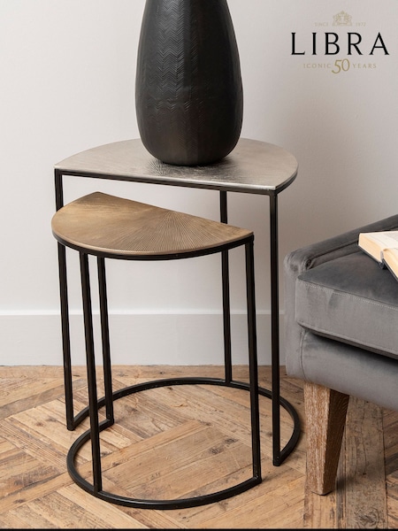 Libra Interiors Silver Set of 2 Starburst Side Tables (D61380) | £255