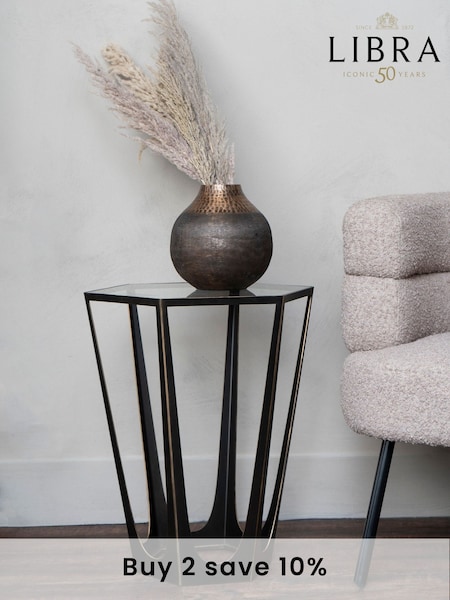 Libra Interiors Bronze Catalan Gilded Glass Top Side Table (D61383) | £236.50