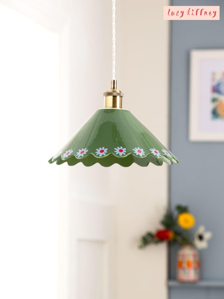 Lucy Tiffney Green Ceramic Flower Pendant Light (D61587) | £140