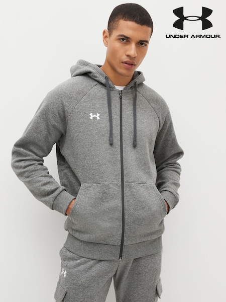 Under Armour Grey Rival Fleece Zip Up Hoodie (D61910) | £60