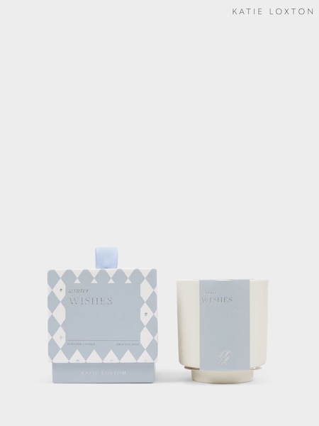 Katie Loxton Winter Wishes Frosted Pine And Cedarwood Ceramic Sentiment Candle