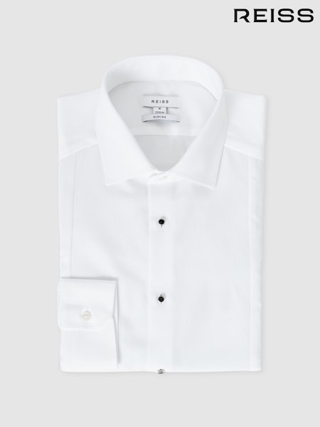 Reiss White Marcel Slim Fit Cotton Marcella Tuxedo Shirt (D62374) | £118