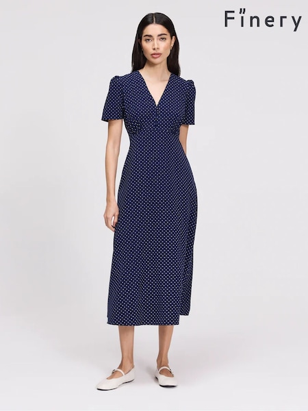 Blue - Finery Nieve V-neck Midi Dress