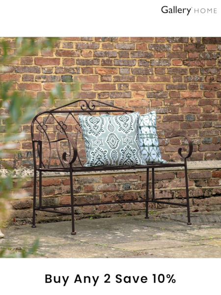 Gallery Home Black Rhode Outdoor Bench Outdoor Bench Noir (D62916) | £158