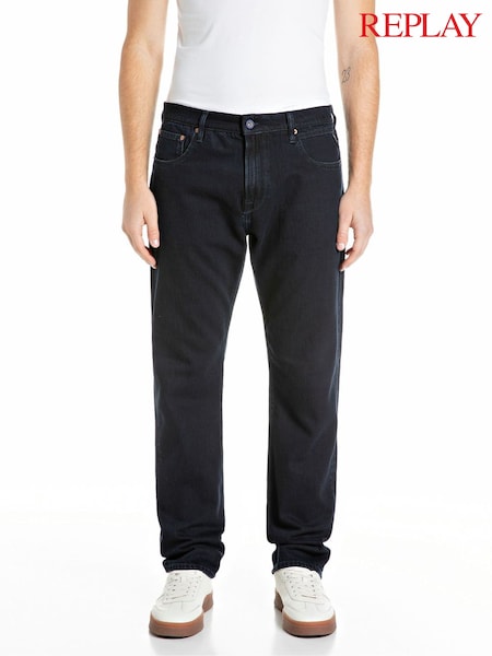 Blue - Regular Replay Replay Aideen Blue/black Cotton Denim Jeans