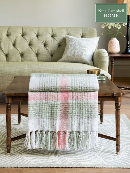 Nina Campbell Pink Check Brushed Throw (D63833) | £45