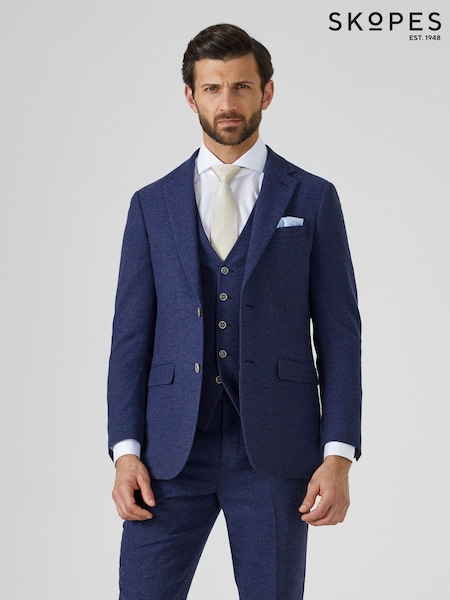 Skopes Navy Blue Jude Tweed Tailored Fit Suit Jacket (D64293) | £140