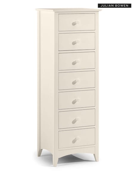 Julian Bowen Stone White Cameo 7 Drawer Narrow Chest (D65278) | £290