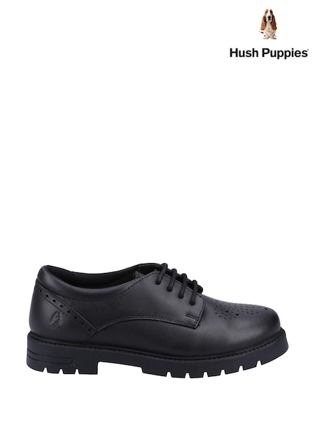 Hush puppies Jayne Lace Up Senior Black School Shoes (D65734) | £60