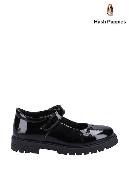 Hush Puppies Sabrina Patent Senior Black Shoes (D65747) | £60