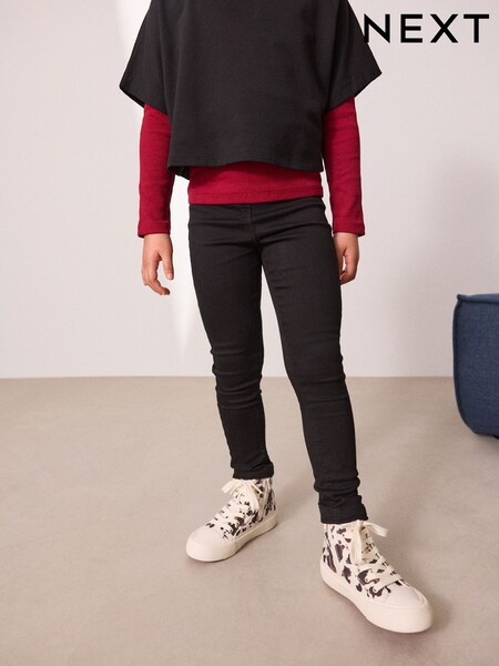 Black Long Length Stretch Jeggings (3-16yrs) (D66011) | £11 - £16