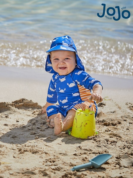 JoJo Maman Bébé Blue Crab UPF 50 1-Piece Sun Protection Suit (D67579) | £24