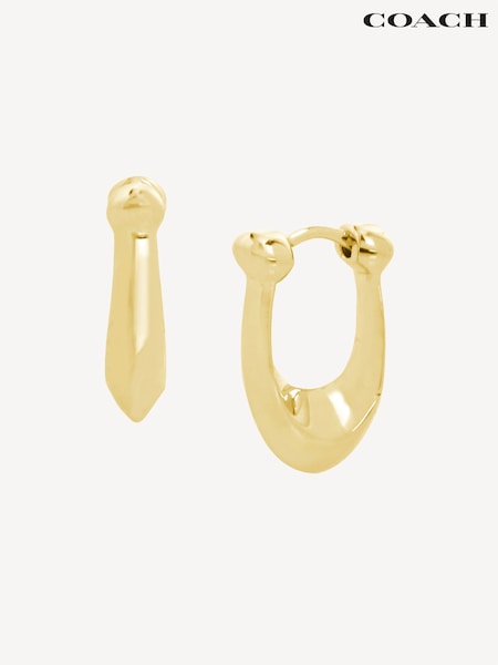 COACH Gold Tone Signature C Huggie Earrings (D68362) | £40