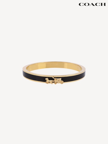 COACH Black Horse And Carriage Enamel Hinged Bangle Bracelet (D68382) | £75