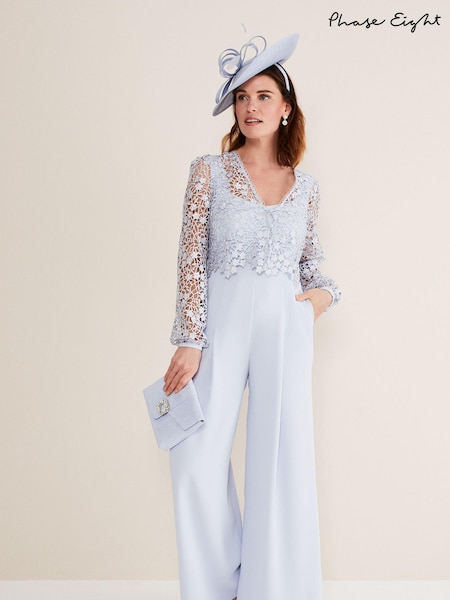 Phase Eight Blue Mariposa Lace Jumpsuit (D68415) | £189