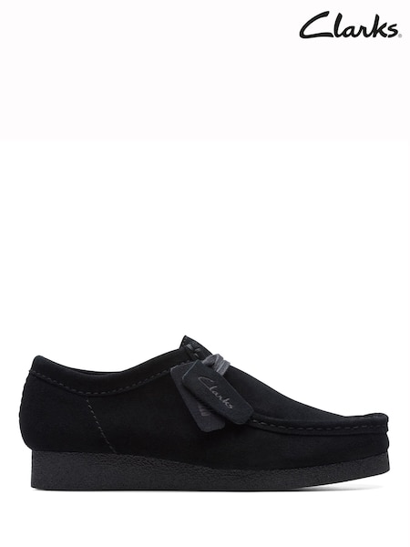 Clarks Black Suede Wallabee EVO Shoes (D68481) | £100