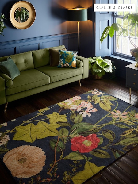 Blue Clarke & Clarke Passiflora Rug (D68804) | £147 - £418