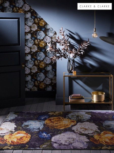Grey Clarke & Clarke Floretta Rug (D68812) | £147 - £418